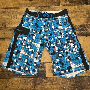 686‎ Geometric Print Board Shorts Swim Trunks with Pocket Size 30